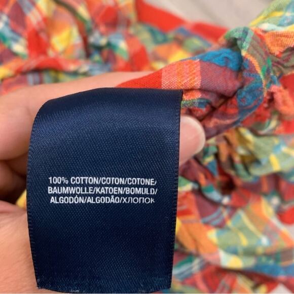 Ralph Lauren Red and Multicolor Tartan Plaid Smocked Baby Dress - Picture 9 of 10